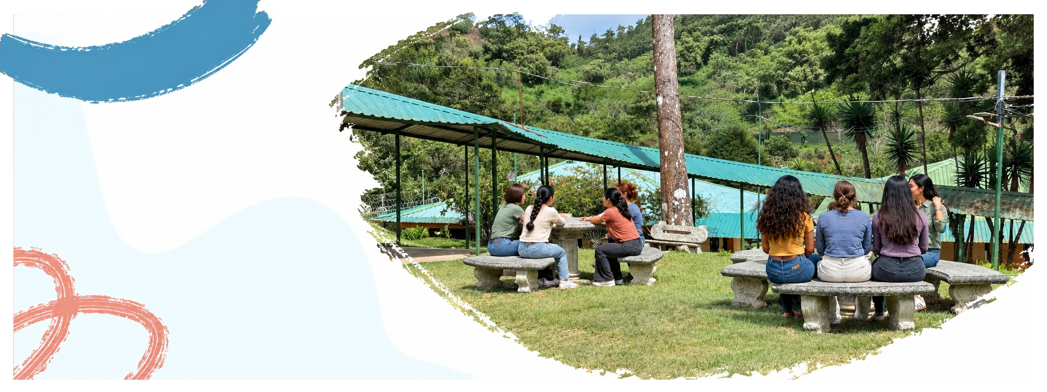 Jardín y espacios de convivencia de Renacer